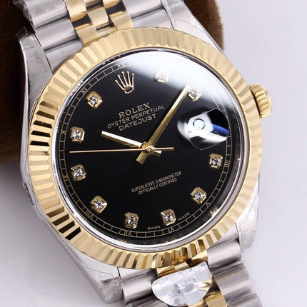 DATEJUST 41 TWO-TONE BLACK DIAL DIAMOND NUMERALS