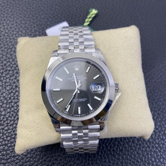 DATEJUST 41MM SMOOTH BEZEL GREY DIAL JUBILEE BRACELET
