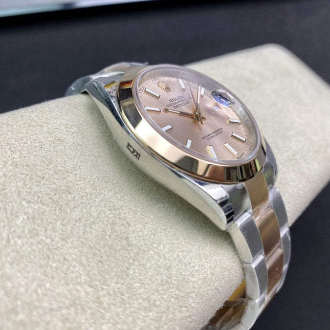 DATEJUST 41MM SMOOTH BEZEL GOLD STEEL GREY DIAL