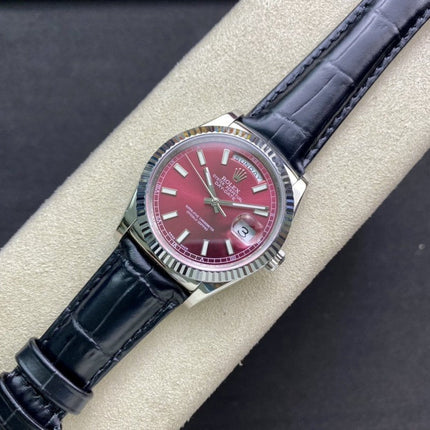 DAY-DATE 41MM STAINLESS STEEL RED DIAL
