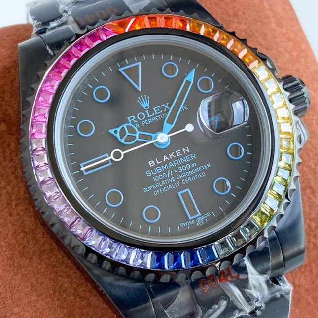 SUBMARINER DATE 40 CUSTOM RAINBOW BLACK BLUE LIMITED EDITION