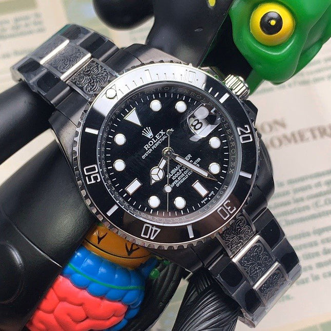 SUBMARINER DATE 40 CUSTOM ALL BLACK HAND ENGRAVED
