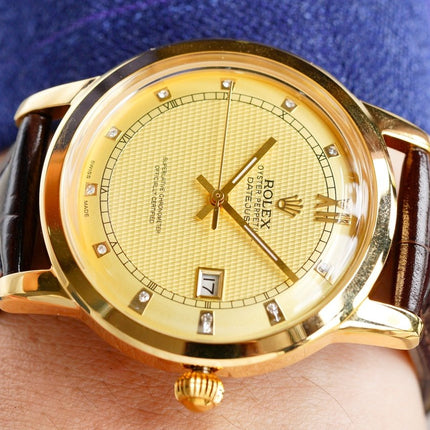 OYSTER PERPETUAL 41MM GOLD CASE DIAMOND NUMERALS