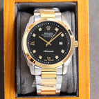 Gold Steel Black Dial