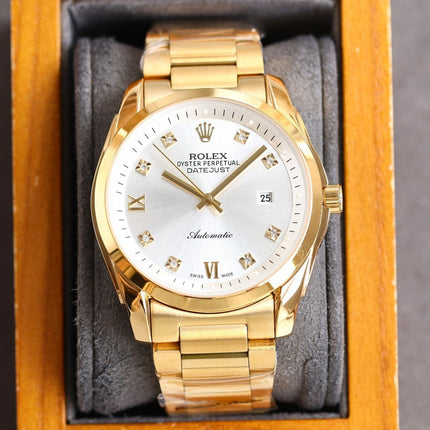 DATEJUST 41MM SMOOTH BEZEL GOLD CASE DIAMOND NUMERALS
