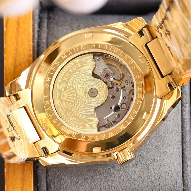 DATEJUST 41MM SMOOTH BEZEL GOLD CASE DIAMOND NUMERALS