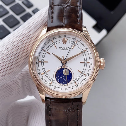 CELLINI MOONPHASE 39MM ROSE GOLD WHITE DIAL