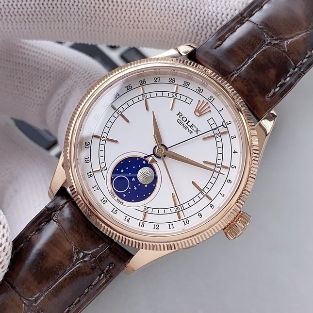 CELLINI MOONPHASE 39MM ROSE GOLD WHITE DIAL