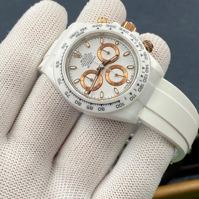 DAYTONA CUSTOM 40MM WHITE CERAMIC YELLOW WHITE DIAL