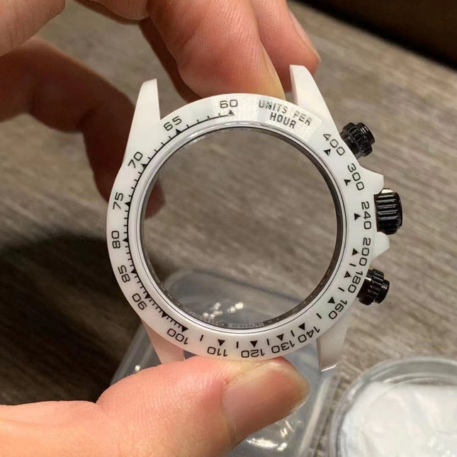 DAYTONA CUSTOM AET 40MM CUSTOM WHITE CERAMIC BLACK WHITE DIAL