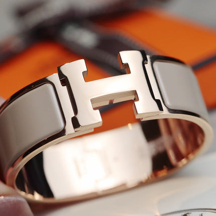 H BRACELET 18MM PINK GOLD BROWN