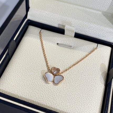 HAPPY HEART WING MOP PINK GOLD PEDANT NECKLACE