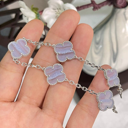 CLOVER BRACELET 5 MOTIF MOP CHALCEDONY