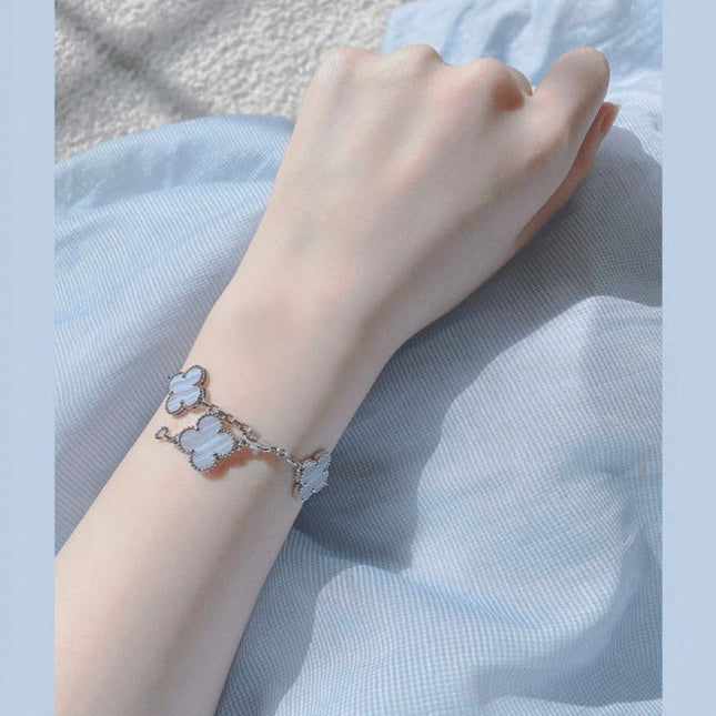 CLOVER BRACELET 5 MOTIF MOP CHALCEDONY