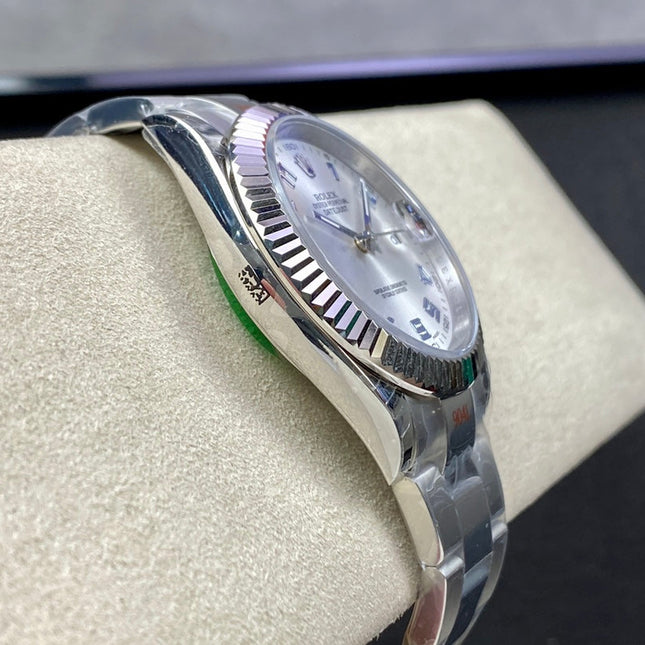 DATEJUST 41 LIGHT BLUE NUMERALS SILVER CASE