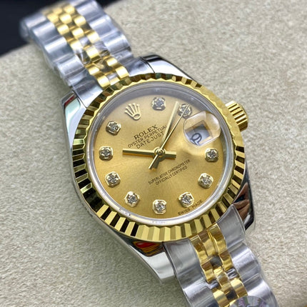 DATEJUST 28 TWO-TONE GOLD STEEL