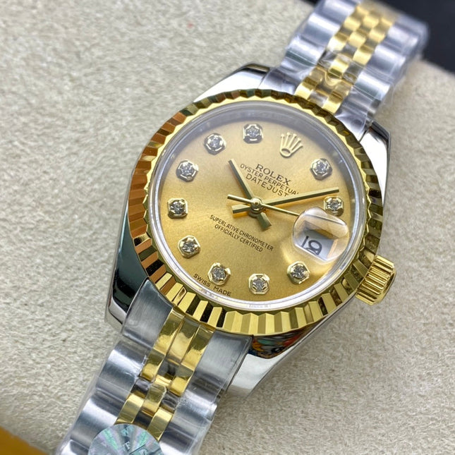 DATEJUST 28 TWO-TONE GOLD STEEL