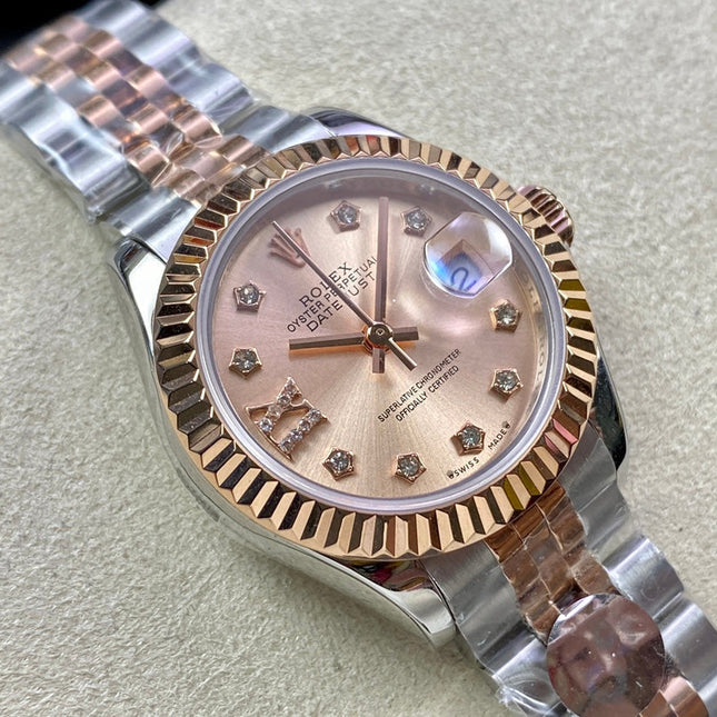DATEJUST 28 TWO-TONE PINK GOLD STEEL
