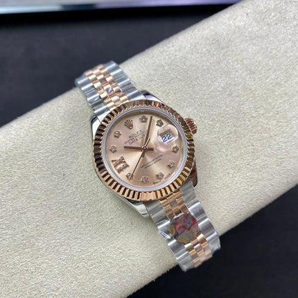 DATEJUST 28 TWO-TONE PINK GOLD STEEL