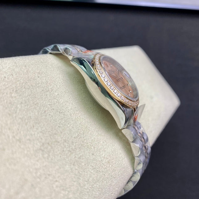 DATEJUST 28 TWO-TONE PINK GOLD DIAMOND BEZEL