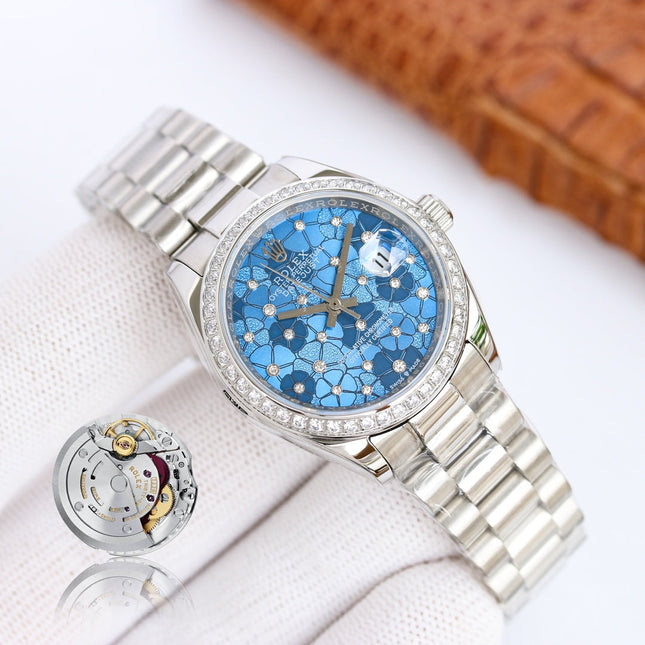 DATEJUST 31 SILVER BLUE FLOWER DIAL