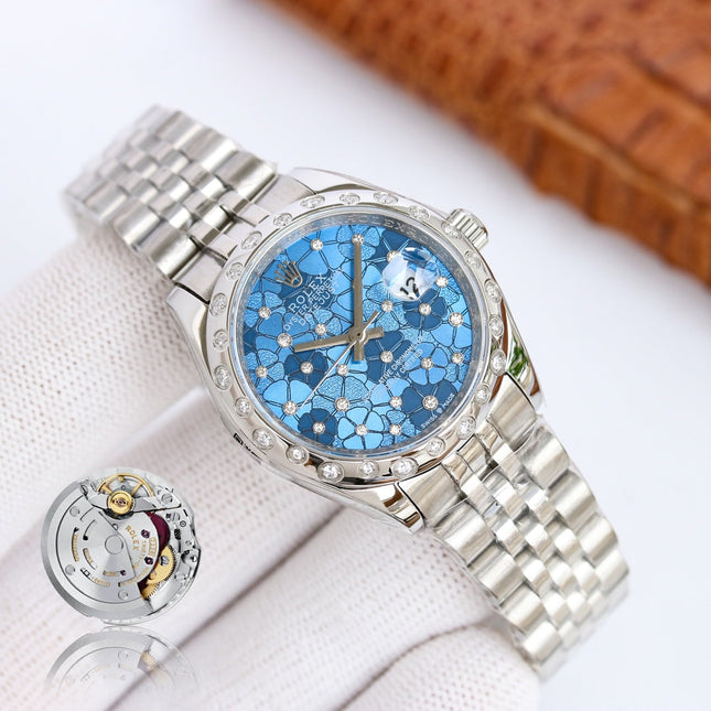 DATEJUST 31 SILVER BLUE FLOWER DIAL