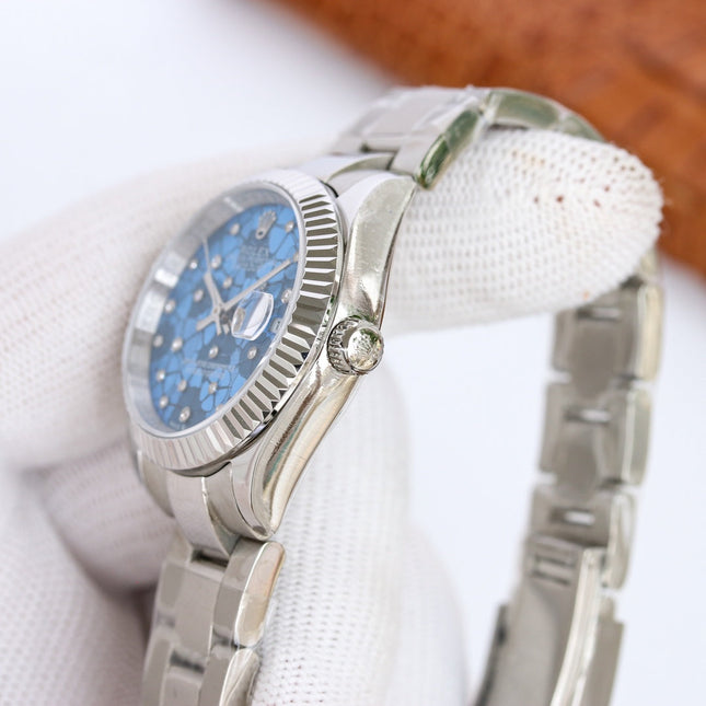 DATEJUST 31 SILVER BLUE FLOWER DIAL