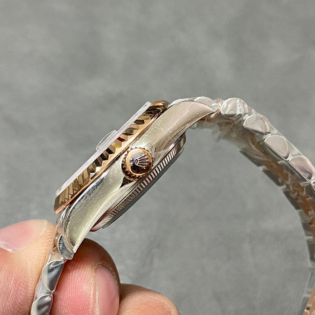 DATEJUST 31MM PINK GOLD STEEL PURPLE DIAL