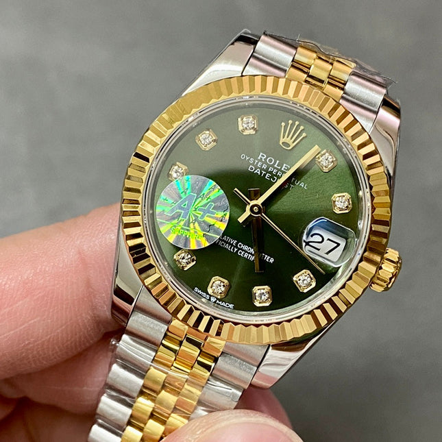DATEJUST 31MM GOLD STEEL GREEN DIAL