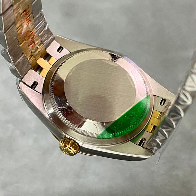 DATEJUST 31MM GOLD STEEL DIAMOND NUMERALS GREEN DIAL