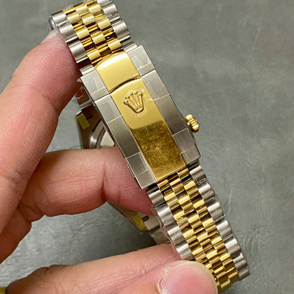 DATEJUST 31MM GOLD STEEL DIAMOND BEZEL GREEN DIAL