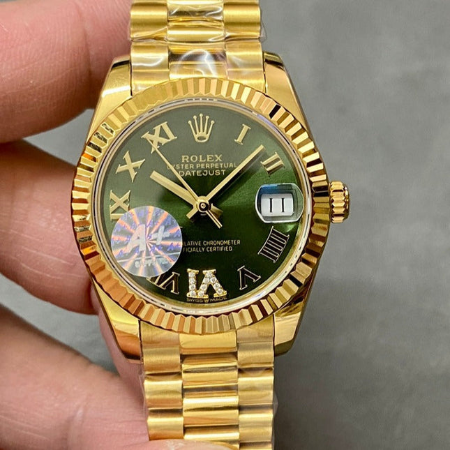 DATEJUST 31MM GOLD GREEN DIAL