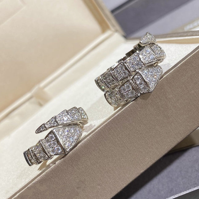 SERPENTI LARGE RING SILVER DIAMOND PAVED