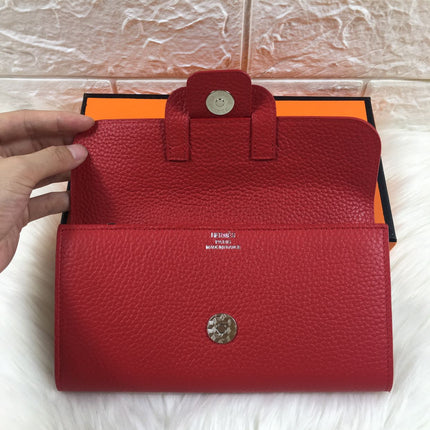 HM SNAP LOCK WALLET 19.5 RED GRAINED CALFSKIN