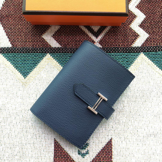 BEARN COMPACT WALLET 12 IN PRUSSIAN BLUE EPSOM LEATHER