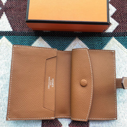 BEARN COMPACT WALLET 12 IN BRONZE BROWN EPSOM LEATHER