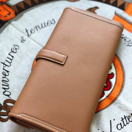 JIGE ELAN 29 CLUTCH IN BRONZE BROWN CALFSKIN
