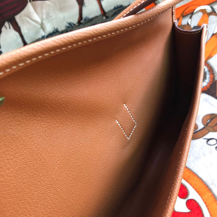 JIGE ELAN 29 CLUTCH IN BRONZE BROWN CALFSKIN