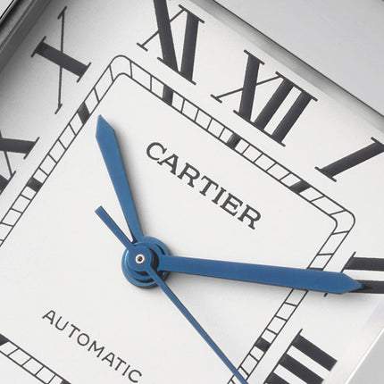 SANTOS MEDIUM MODEL DE CARTIER WATCH SILVER CASE WITH WHITE DIAL