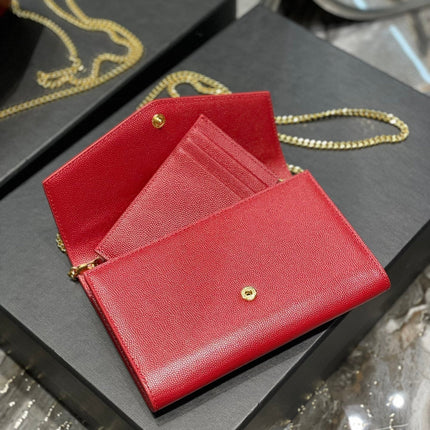 UPTOWN CHAIN WALLET 19 RED GRAINED CALFSKIN