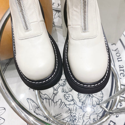 BOTTEGA VENETA 26S PLATFORM ANKLE BOOTS IN OFF WHITE KNIT FABRIC AND CALFSKIN