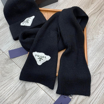 SET SCARF AND HAT IN BLACK WOOL AND RABBIT FUR 386077