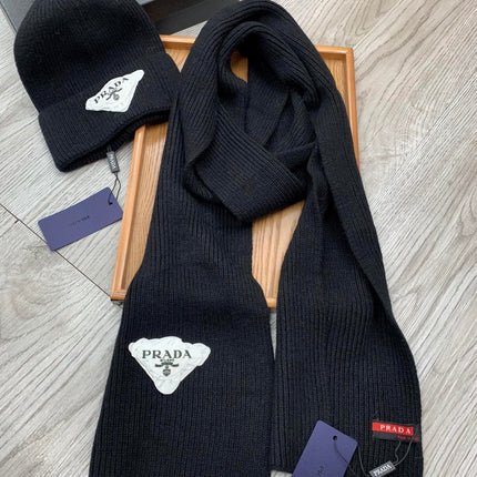 SET SCARF AND HAT IN BLACK WOOL AND RABBIT FUR 386077