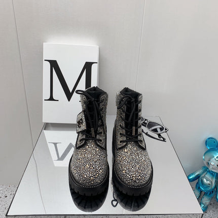 JIMMY CHOO 26S ANKLE BOOTS IN BLACK CRYSTAL-EMBELLISHED