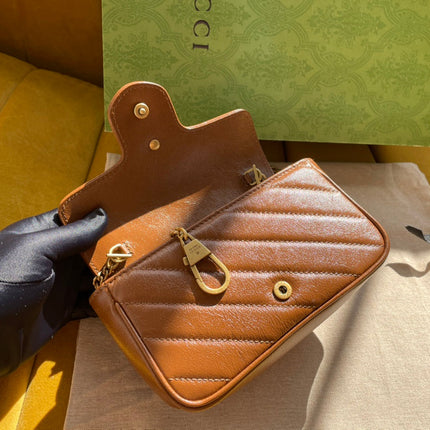 GG MARMONT MINI 16 BAG IN CINNAMON BROWN CALFSKIN