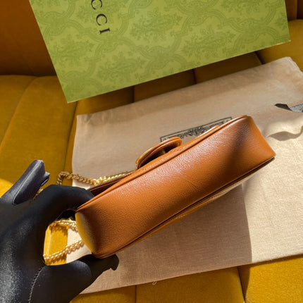 GG MARMONT MINI 16 BAG IN CINNAMON BROWN CALFSKIN