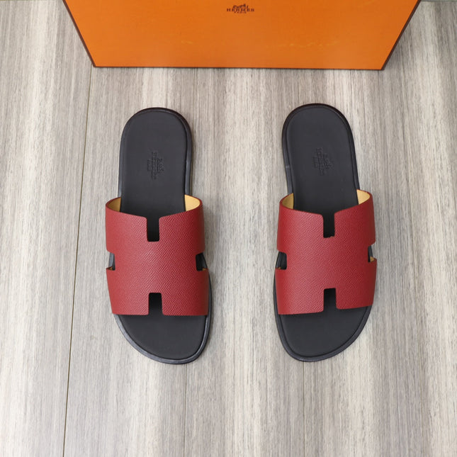 HM IZMIR SANDAL BLACK AND CHERRY CALFSKIN