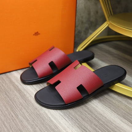 HM IZMIR SANDAL BLACK AND CHERRY CALFSKIN