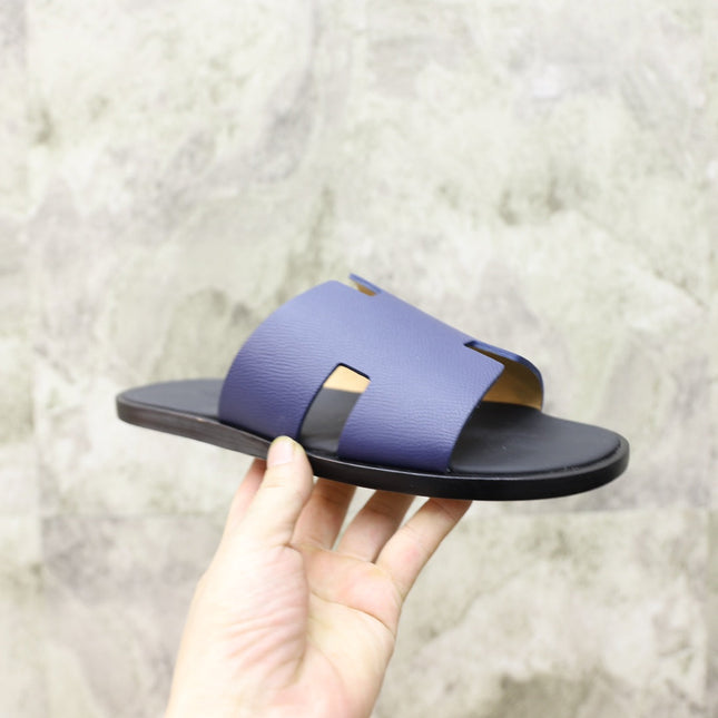 HM IZMIR SANDAL BLACK AND NAVY CALFSKIN