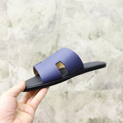 HM IZMIR SANDAL BLACK AND NAVY CALFSKIN